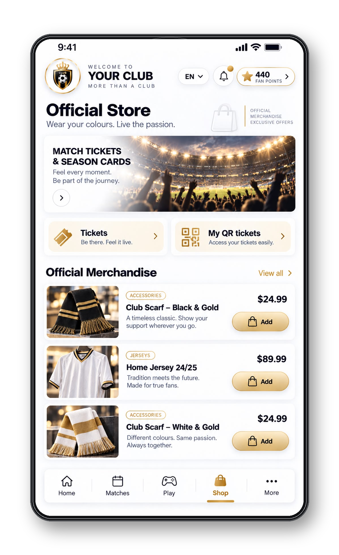 Approved ClubFan Shop phone screen